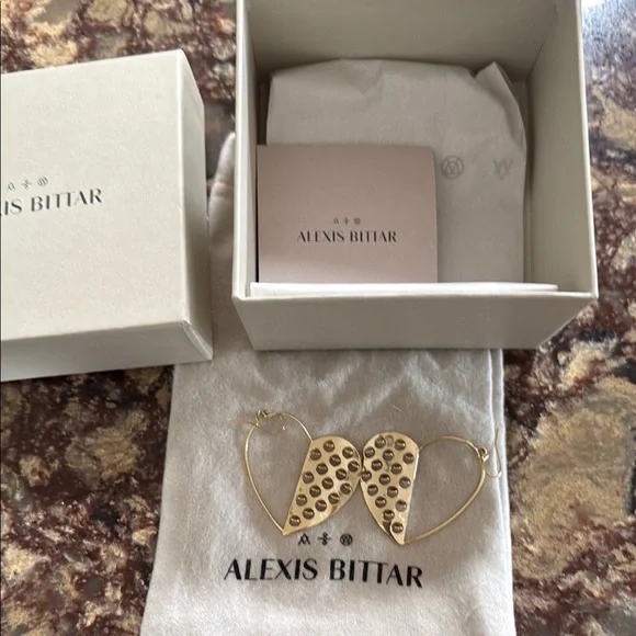 Alexis Bittar Gold Heart Earrings - Picture 4 of 4